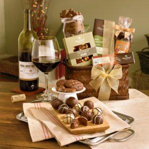 Harry & David featured Chocolate Gift Basket with Wine   . Yum.