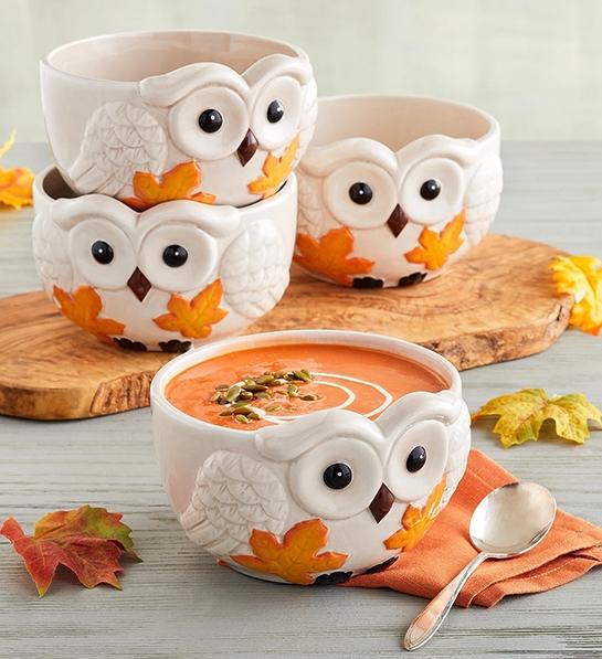 fall gifts owl bowls