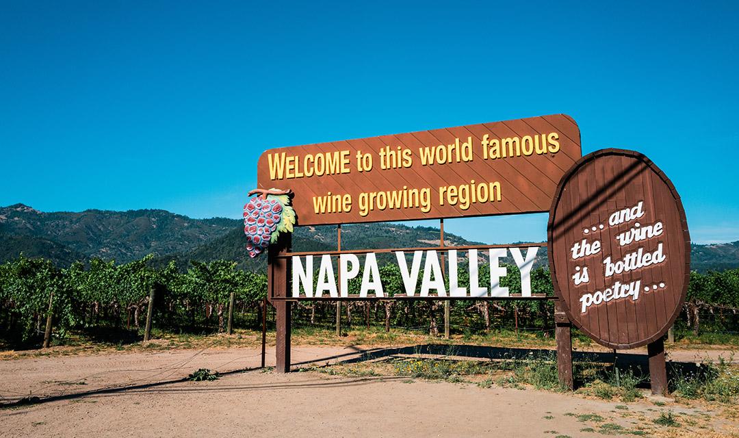 Welcome sign of Napa Valley, California