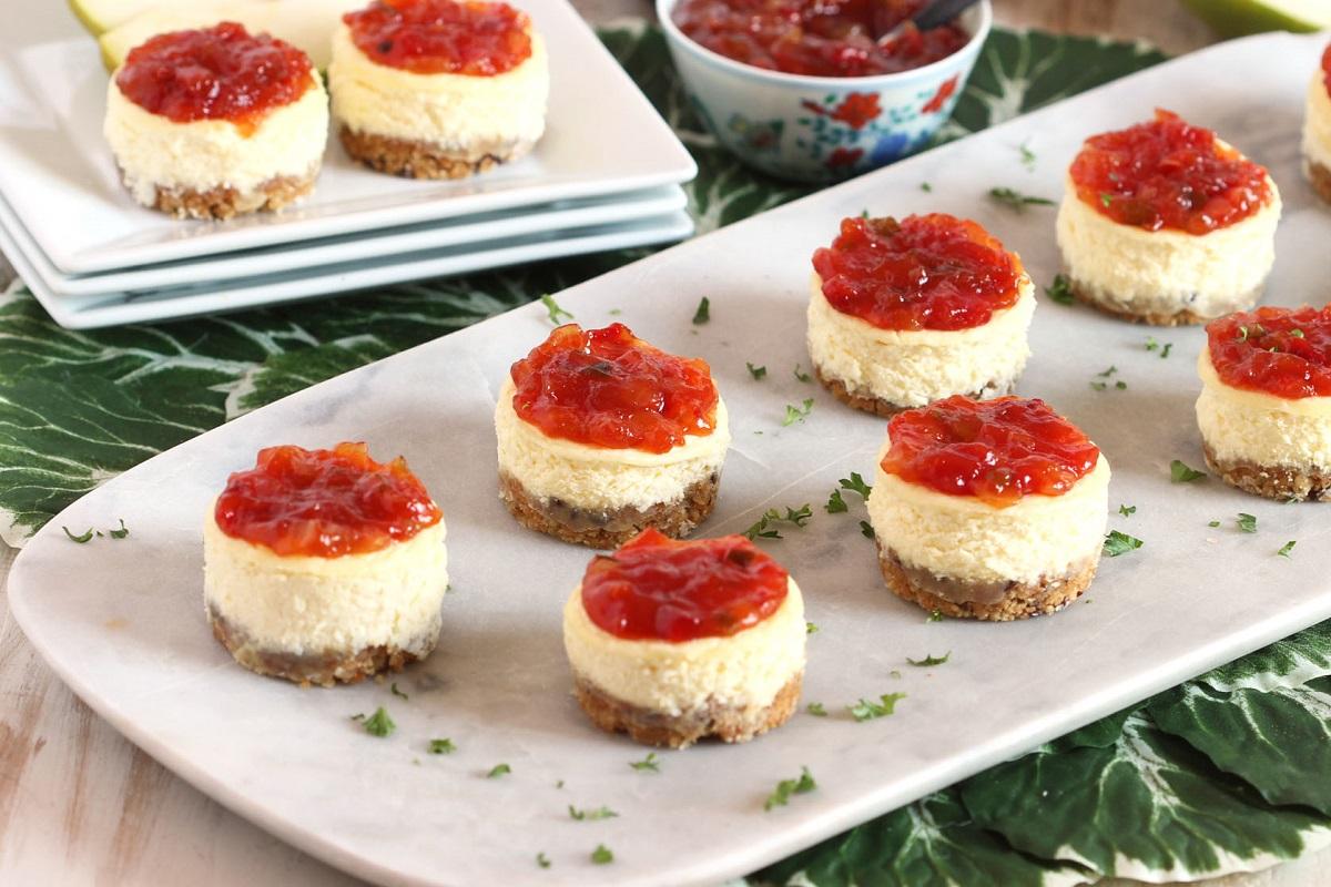 Savory Cheesecakes with Red Pepper & Onion Relish