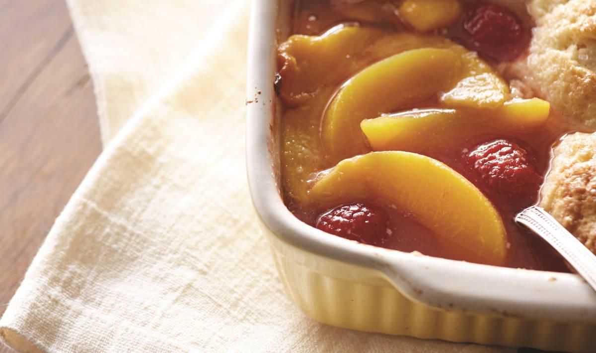 Peach Cobbler Recipe with Raspberries