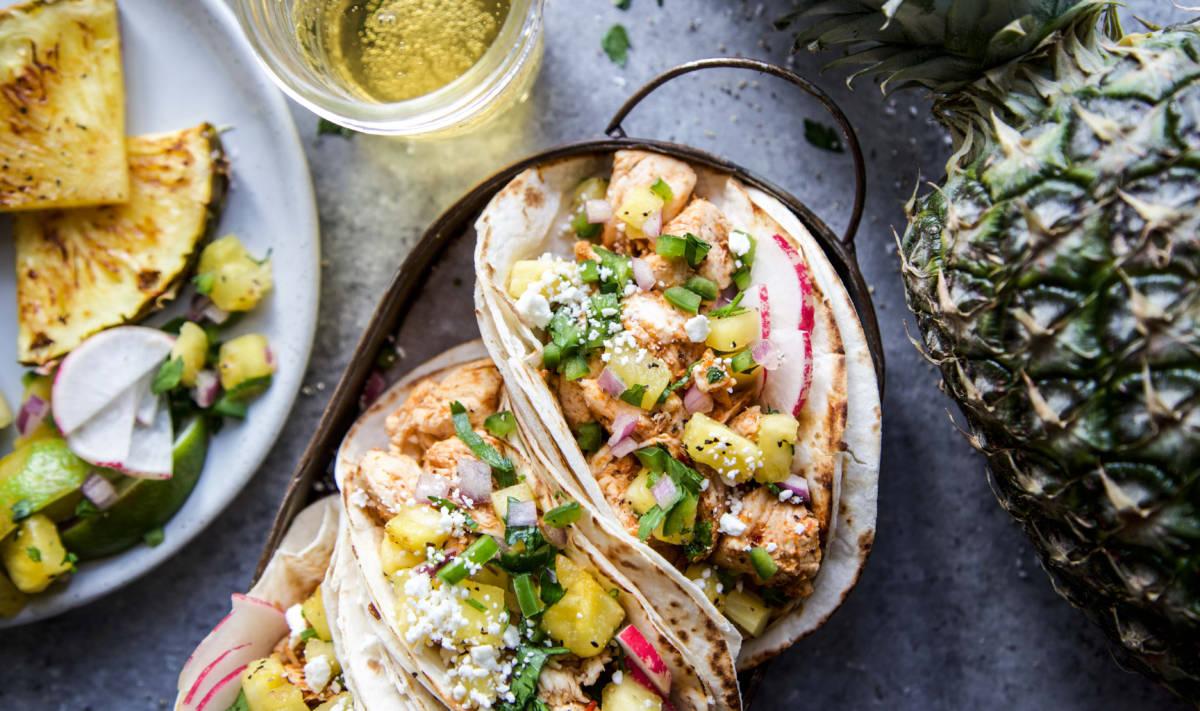 Al Pastor Chicken Tacos with Grilled Pineapple Salsa