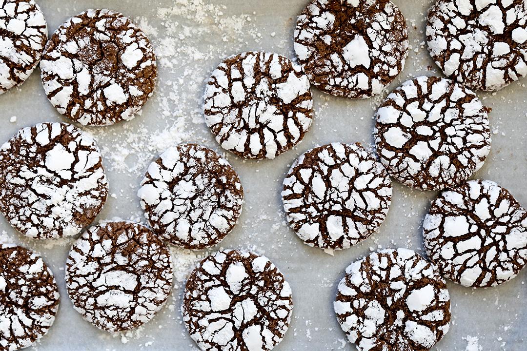 Candy Cane Hot Cocoa Crinkle Cookies