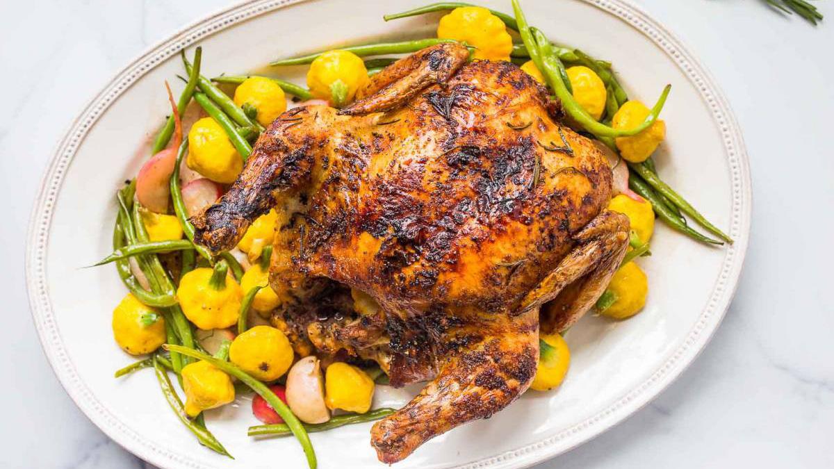 Whole Roasted Chicken with Baby Vegetables
