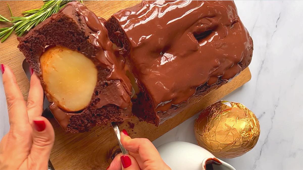 Poached Pear Chocolate Cake