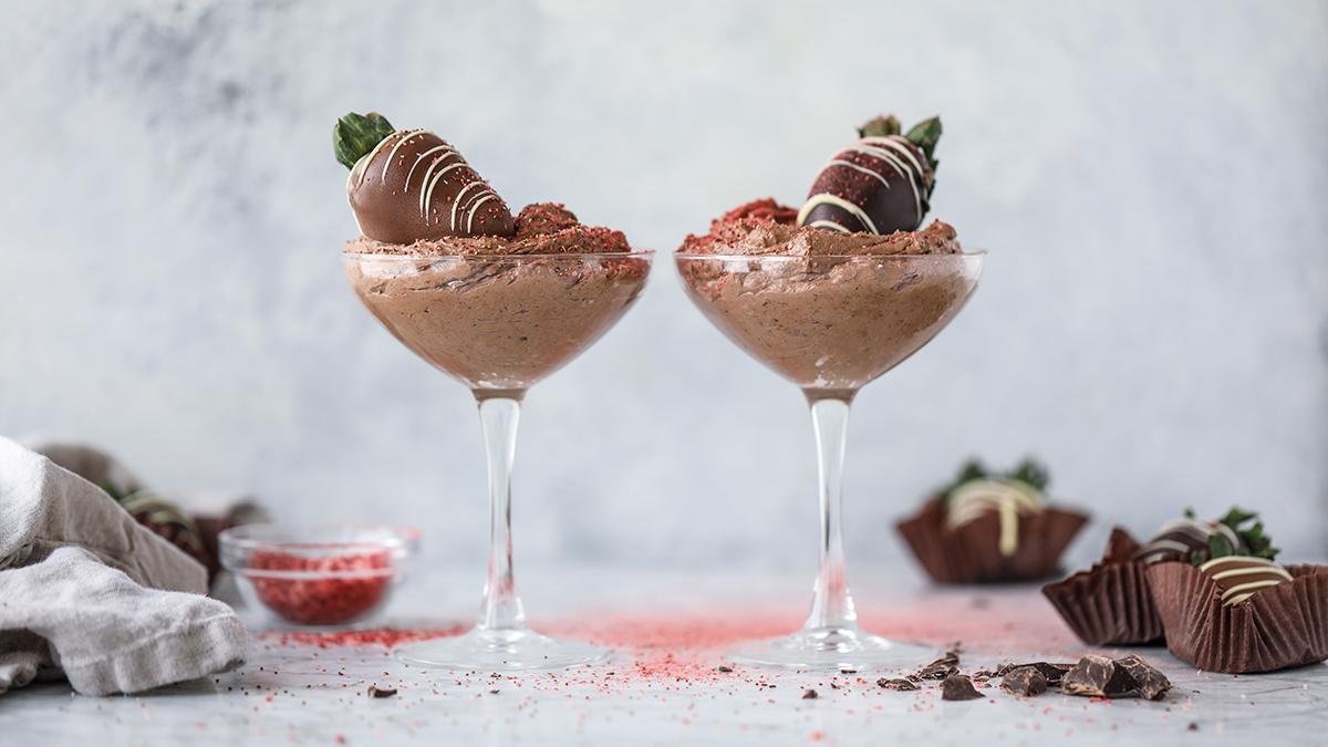 Chocolate Mousse with Chocolate Strawberries