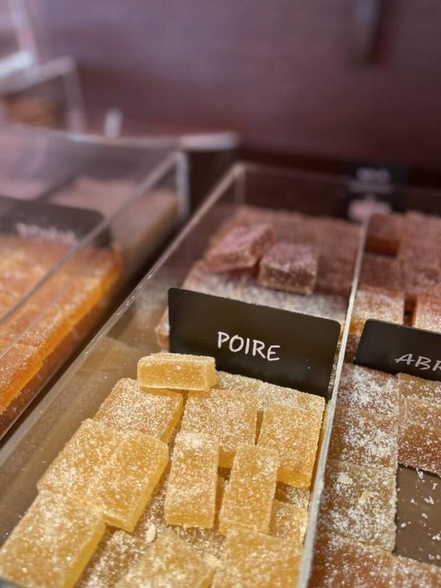 Pâte de fruits — especially in pear flavor — are one of the many specialties made at family run confectionery, Benoit Chocolates.