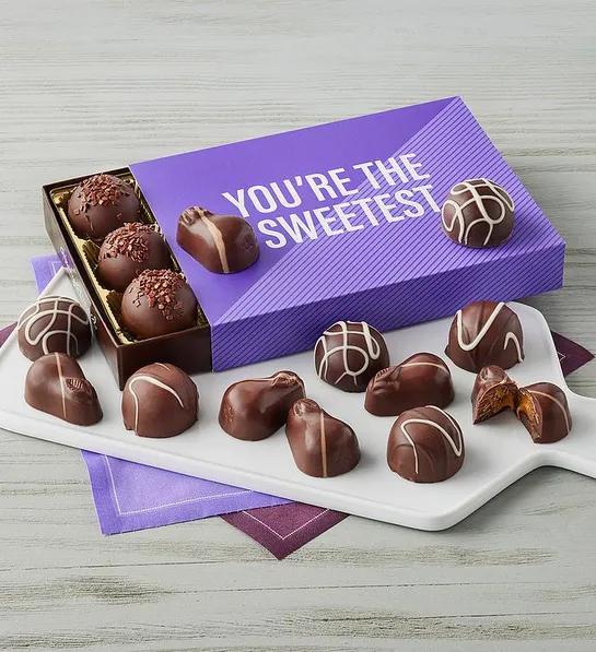 Sweetest Day gifts with a box of chocolates.