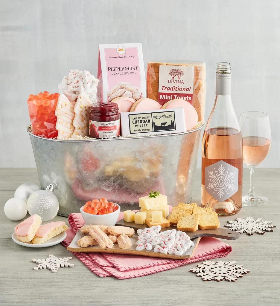wine basket gift ideas rose holiday gift set