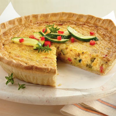 Caramelized Onion and Bacon Quiche with smoked Gouda cheese and Rogue Creamery Mount Mazama white cheddar cheese