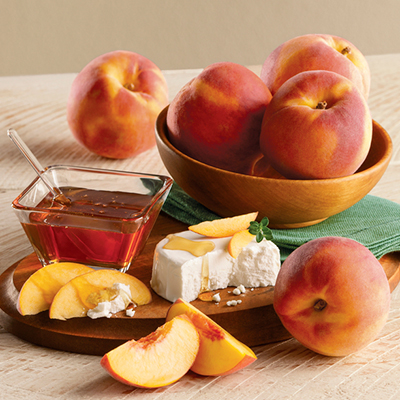 Peaches Goat Cheese Honey   Harry  David summer snacks