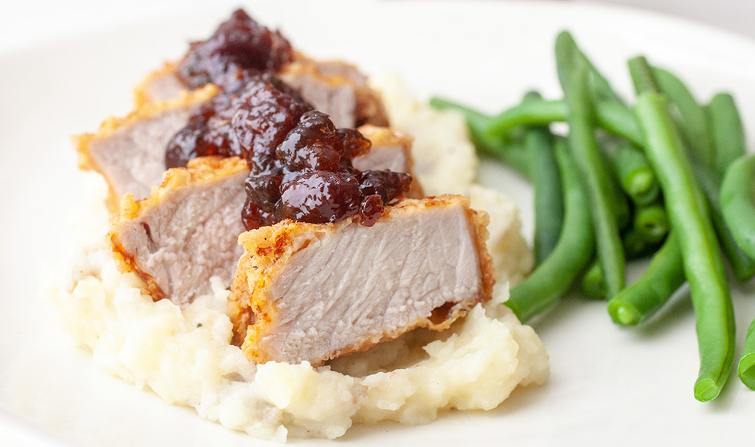 Pan Fried Pork Chops with Cherry Chutney