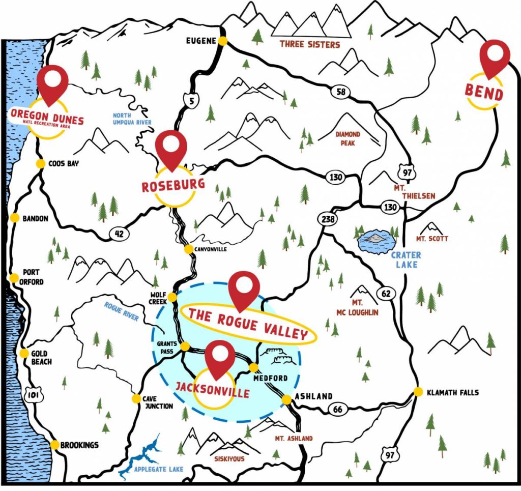 Father's Day trips with a map of Oregon.