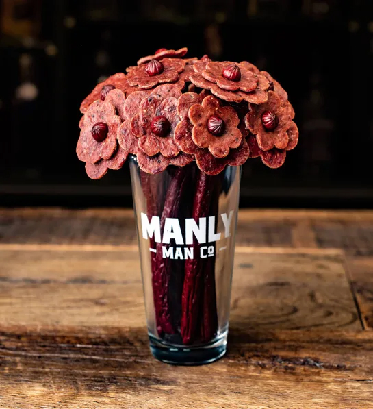 Last minute Fathers Day gift ideas with a bouquet of jerky shaped flowers