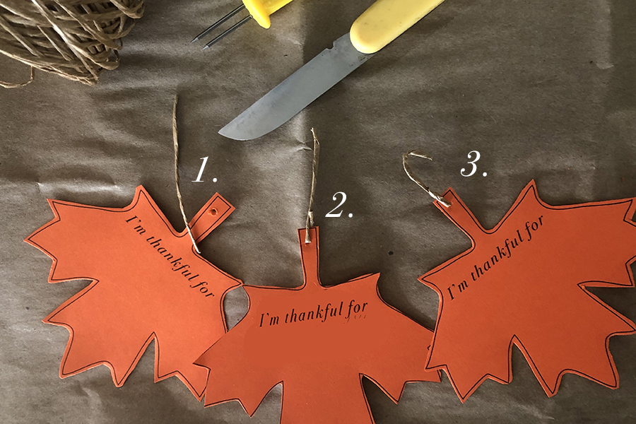 A photo of a Thanksgiving tree leaves being made