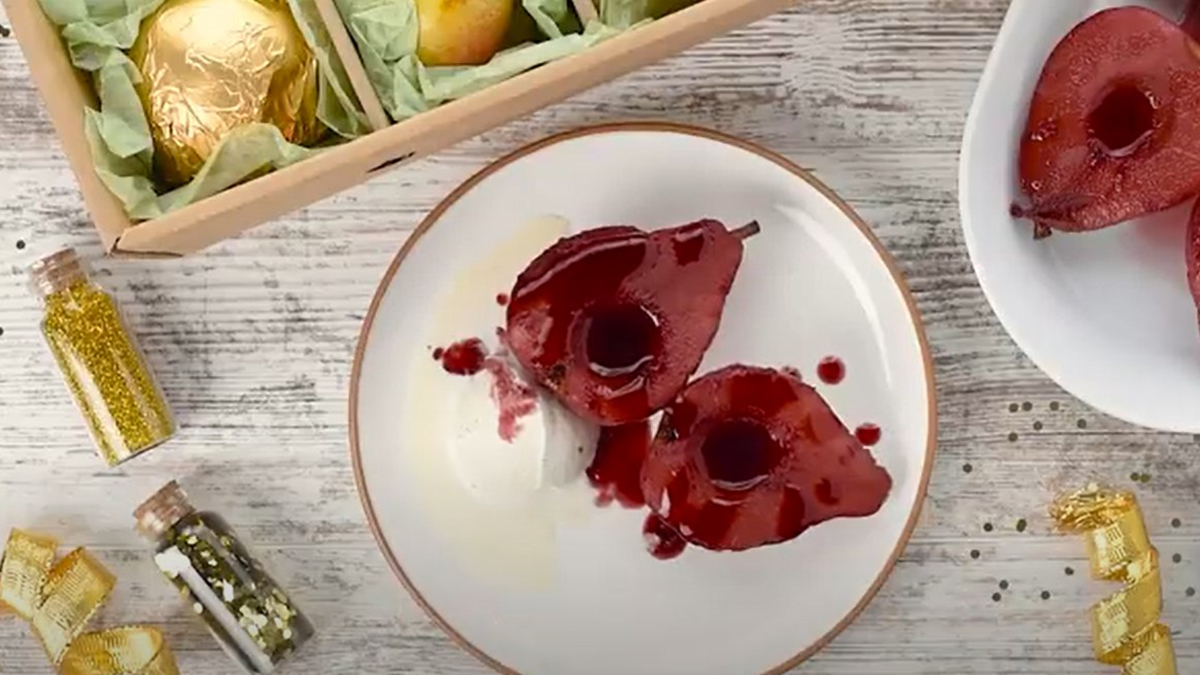 Poached Pears in Red Wine