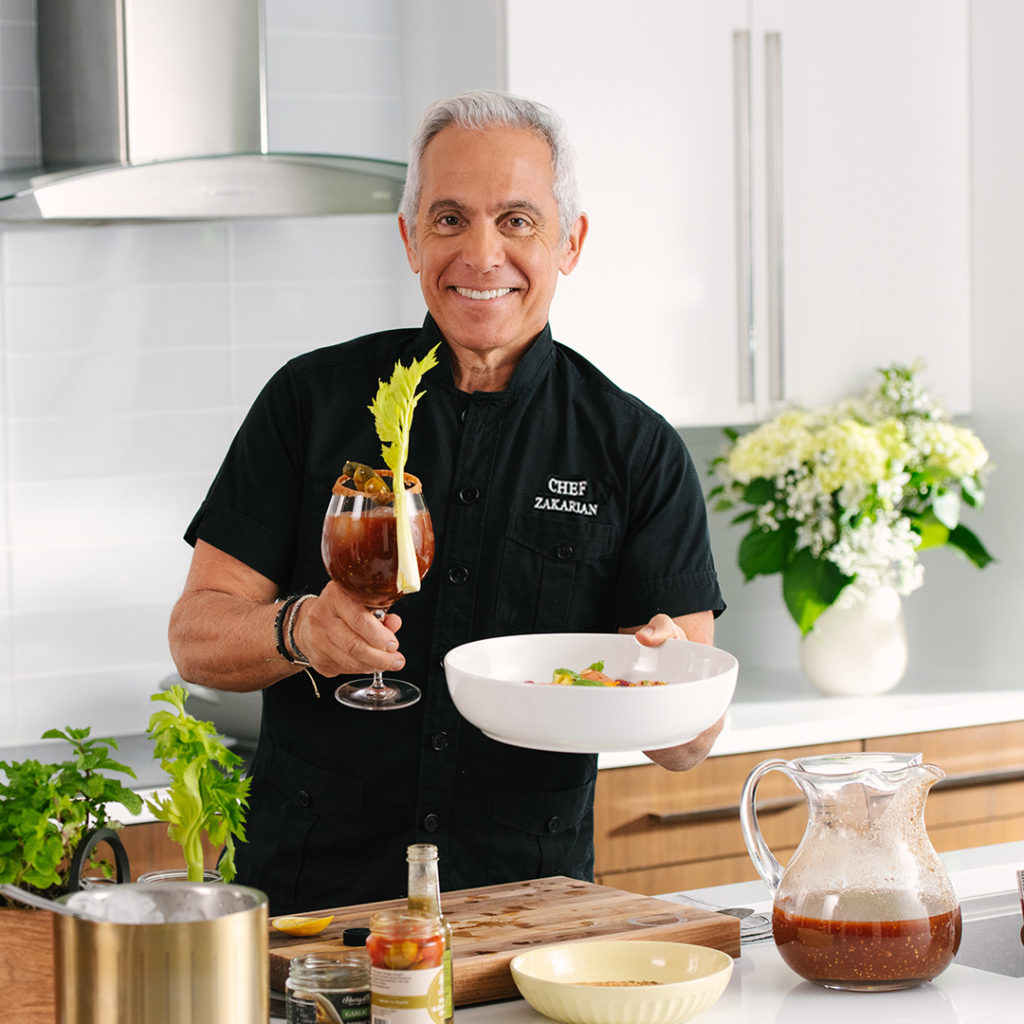 Chef Zakarian  with his Greek Sunday Morning featuring Harry  David citrus and a bloody mary