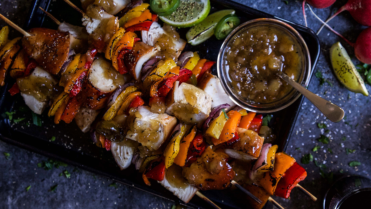 Teriyaki Chicken Skewers with Pineapple Relish