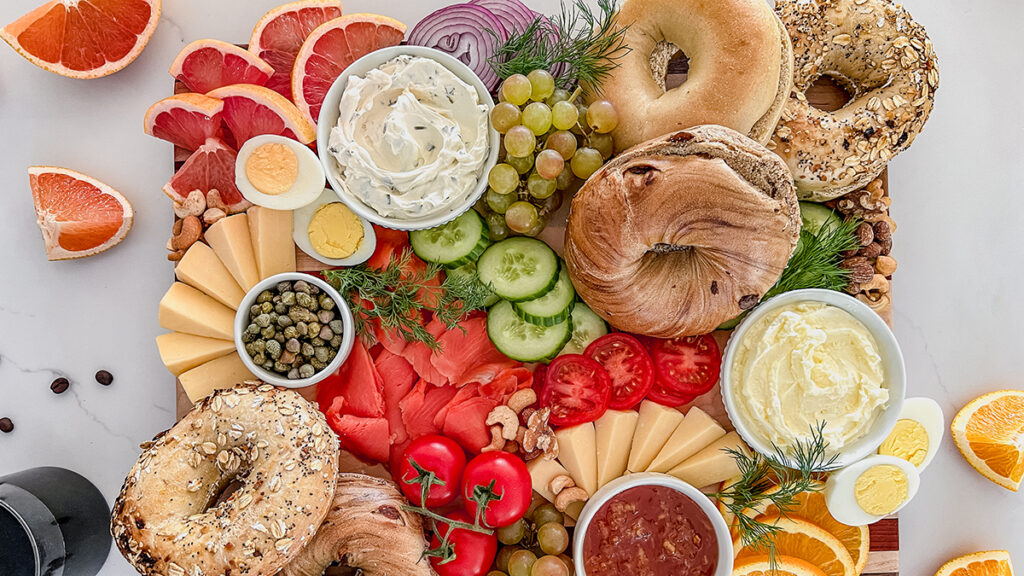 Breakfast meat with a bagel board