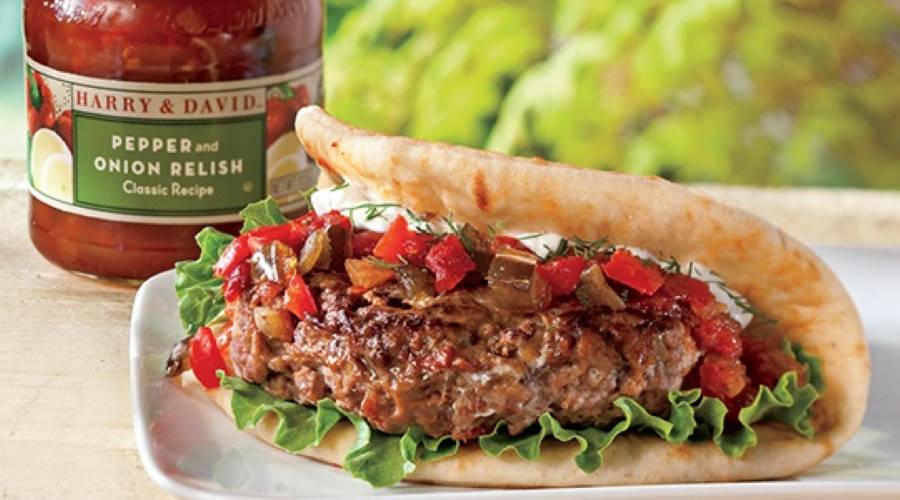 Lamb Burgers with Pepper and Onion Relish