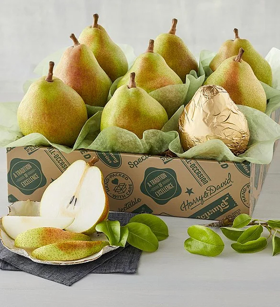 Unique thank you gifts with a box of pears