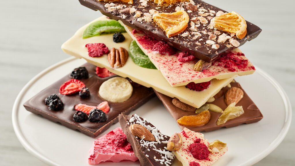 Belgian chocolate bars with fruit