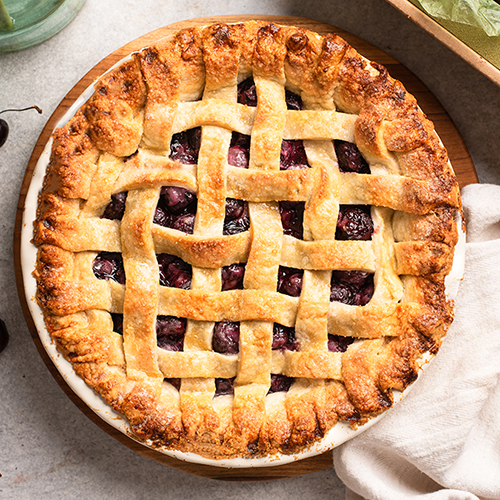 Cherry pie with lattice top