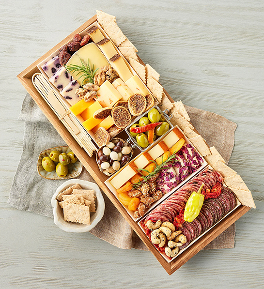 Boarderie cheese gifts with a crate of cheese and snacks