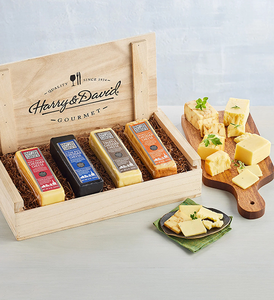 Grafton Village cheese gift with four blocks of cheese in a crate