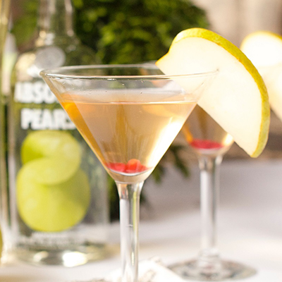 Pear martini with a pear garnish