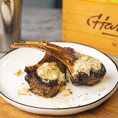 Lamb chops for New Years dinner on a plate