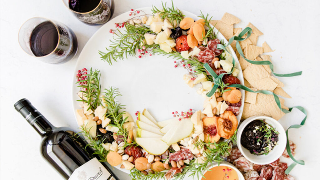 Ugly sweater party themed appetizer wreath