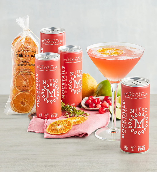 Mocktail food pairings with a mocktail kit with dried fruit