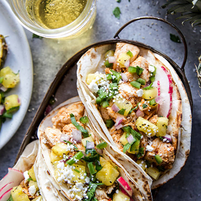 Al pastor chicken tacos with pineapple salsa