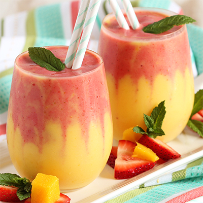 Strawberry recipes with two mango strawberry smoothies