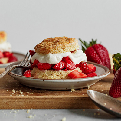 Strawberry shortcake on a plate