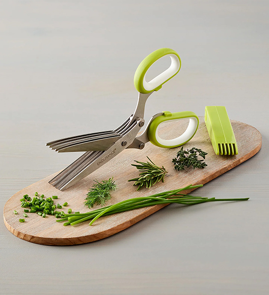 Gifts for the home cook with a pair of green handled herb scissors