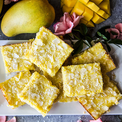 Plate of mango coconut bars