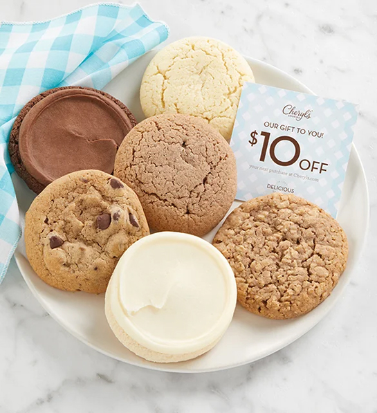 Thoughtful food gifts with a plate of sugar free cookies